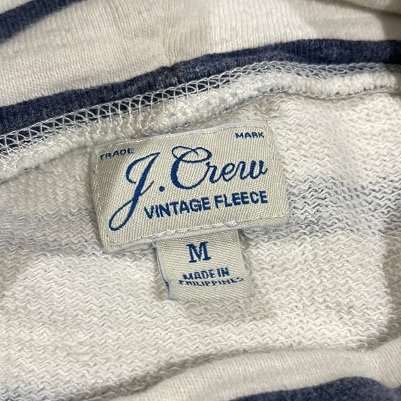 J. Crew Vintage Terry Cotton Stripe Navy Turtleneck Pullover Sweatshirt - Picture 3 of 10
